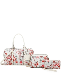 3 in 1 Fashion Floral Satchel Set H21358T3 RED